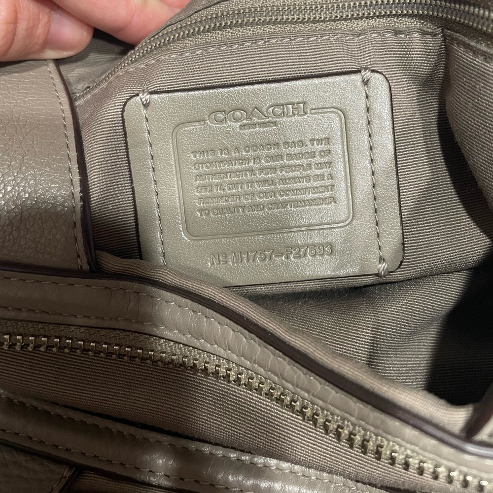 Coach Lexy Edie Shoulder Bag Pebbled Leather Taupe Beige - Picture 10 of 13